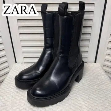 ZARA 자라 사이드 고어 통굽 부츠 블랙 23.0