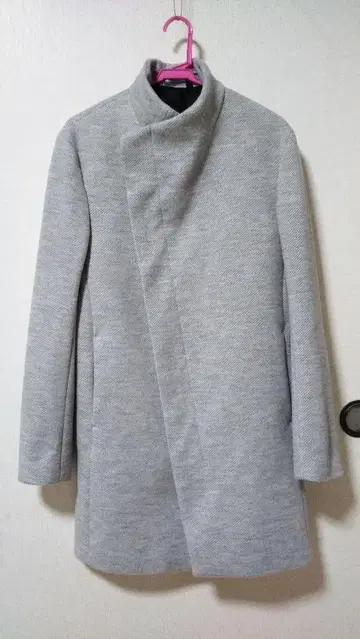 ZARA 라이트 그레이 더블 브레스트 체스터 코트 남성용