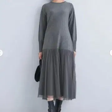 그린 라벨 릴랙싱 튤 도킹 원피스 그레이 F
