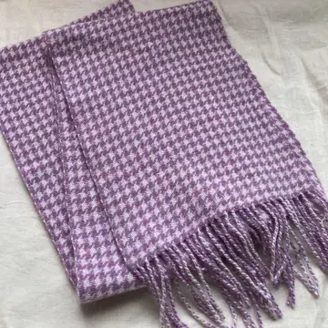 보라색 체크 무늬 머플러 수제 전통 패턴 하자품