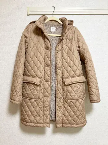 grove 후드 부착 퀼팅 코트 L 사이즈 베이지 새상품급