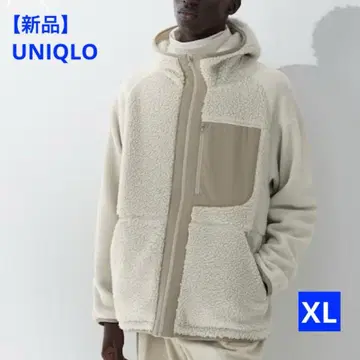 [새상품] 유니클로 플리스 풀 집업 후드티 긴팔 내추럴 XL