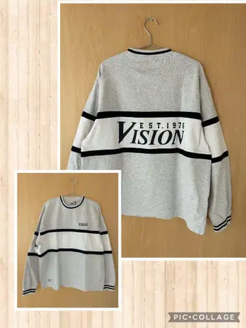 VISION 그레이 긴팔 티셔츠 롱티 M 오버 사이즈 비전