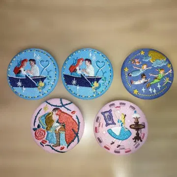 디즈니 자수 캔뱃지 피터 팬 잠자는 숲속의 미녀 인어공주 미키