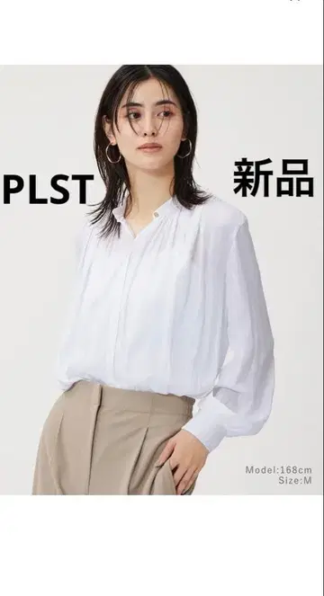PLST 라이트 새틴 2WAY 개더 블라우스 새상품 택 포함