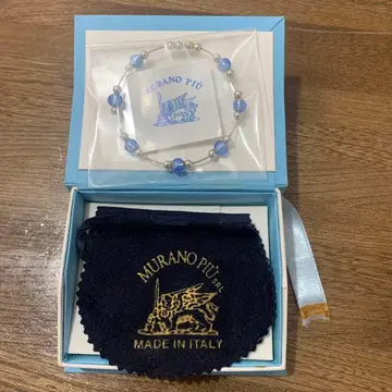 무라노 유리 팔찌 이탈리아 MURANO PIU 파란 비즈