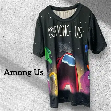 Among US [ XL ] 캐릭터 T셔츠 블랙 반팔 얇은 소재 상의