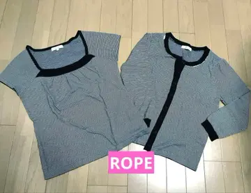 ROPE 로페 니트 세트 앙상블 보더 가디건 고급