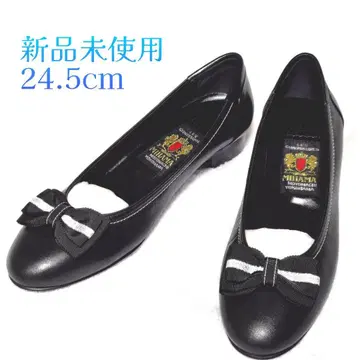 MIHAMA 24.5cm 미사용 새상품 반짝이는 리본 블랙 커터 슈즈