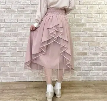 axes femme 백프릴 레이스업 스커트 핑크