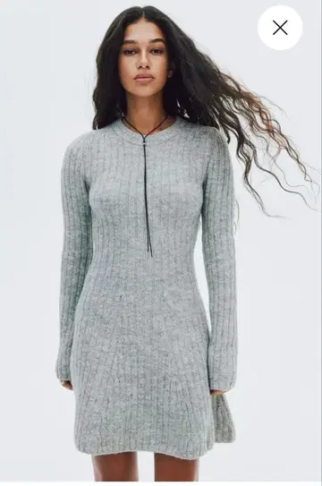 H&M 리브 니트 원피스 화이트