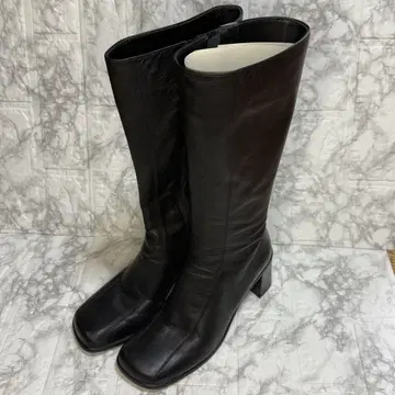 marie club 블랙 가죽 롱 부츠 24cm