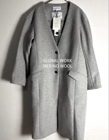 미사용 새상품 글로벌 워크 메리노울 롱 코트