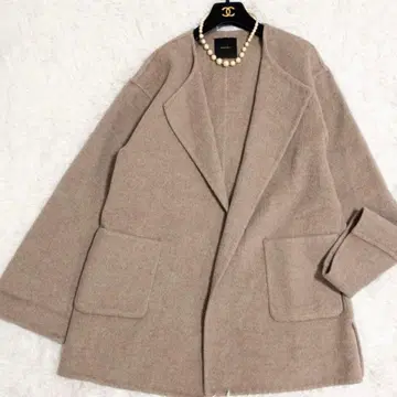 Spick&Span 노카라 리버 코트 패치 포켓 브라운