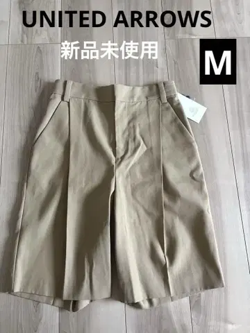 유나이티드 애로우즈 코튼 턱 하프 팬츠 베이지 M 미사용 새상품
