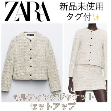 ZARA 트위드 퀼팅 자켓 블루종 스커트 트위드