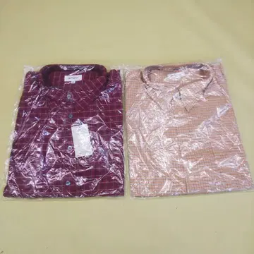 B.C factory 기모감 면 100% 체크 무늬 셔츠 2장 미사용품