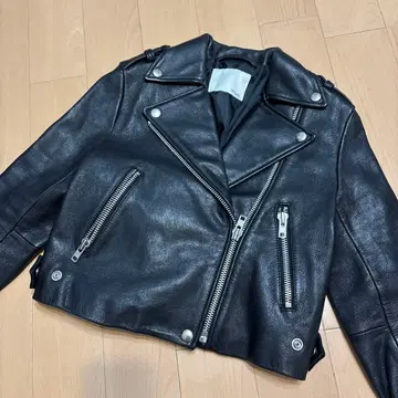 moussy 블랙 가죽 라이더 자켓