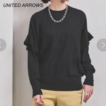 UNITED ARROWS 프릴 롱 슬리브 니트 풀오버 울