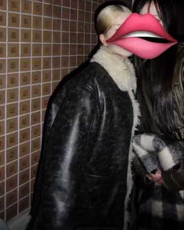 Reversible vegan leather mouton blouson