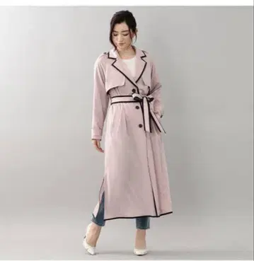 Loveless 핑크 트렌치코트 블랙 테두리