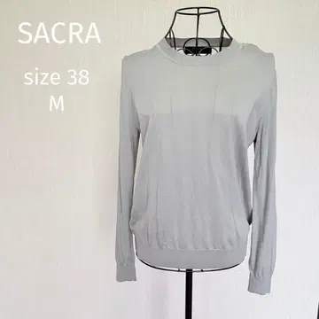 SACRA 백 절개 풀오버 그레이 x 화이트 38 M 사이즈