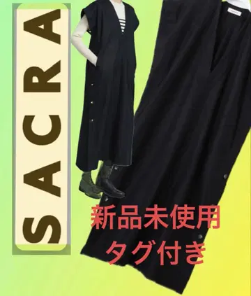 미사용 새상품 SACRA 일본제 블랙 멜톤 원피스 울 90% 38
