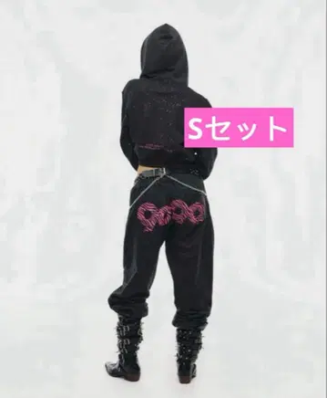 9090 girl 로고 글리터 셋업