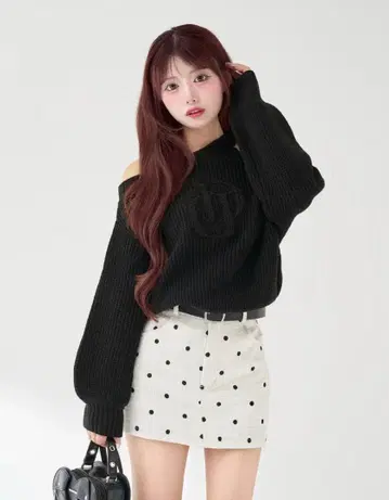 다리치 Darich 케이블 로고 비대칭 니트탑 BLK