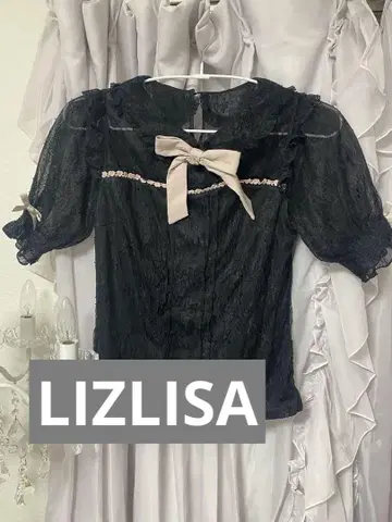 LIZLISA 블랙 레이스 상의