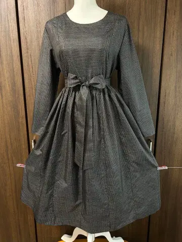 기모노 리메이크 오시마 명주 순수 실크 원피스 리본 포함 드레스