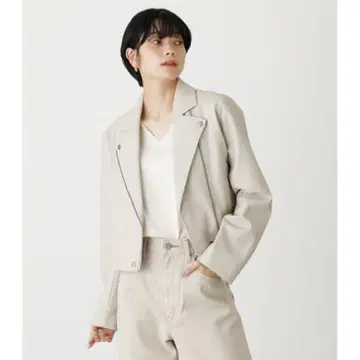 AZUL MOUSSY 가죽 라이더 자켓 베이지 S 여성용