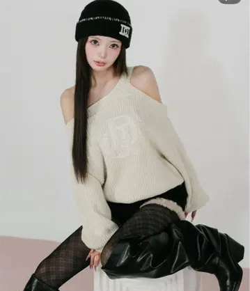 다리치 케이블 로고 아지메 니트탑 ivo