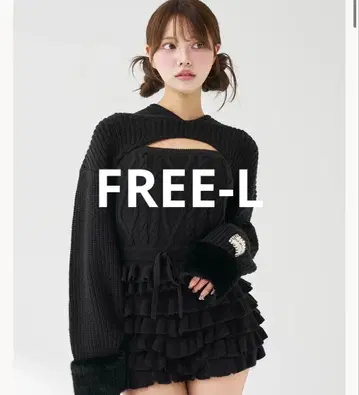 다리치 프릴 니트 콤비네존 BLK free L FL 사이즈