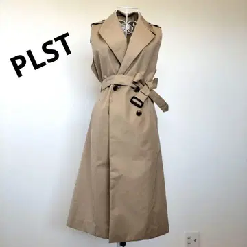 PLST 코튼 트윌 트렌치 베스트 롱베스트 S M