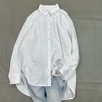 바빌론 긴팔 블라우스 셔츠 코튼 실크 화이트 FREE