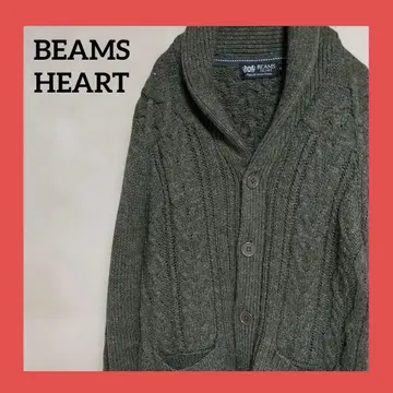 BEAMS HEART 숄카라 니트 가디건 S 올리브 가을/겨울