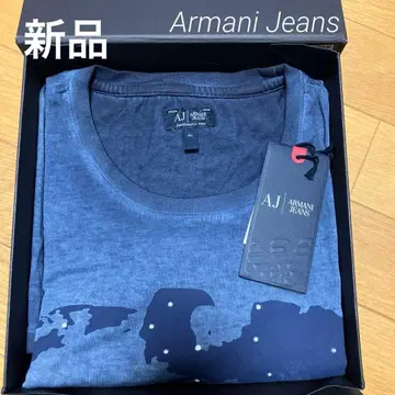 새상품 Armani Jeans 세계 지도 T셔츠 슬레이트 블루
