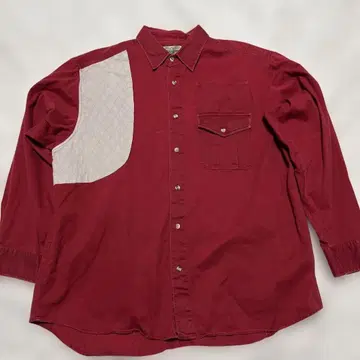 Wrangler 빨간색 긴팔 셔츠 퀼팅 패치 헌팅 사냥 두꺼운 원단