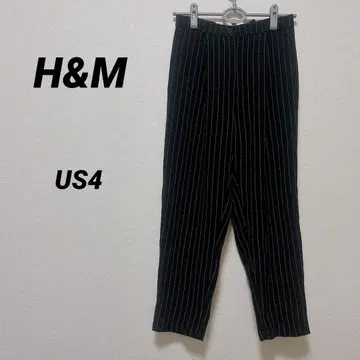 H&M [ US4 ] DIVIDED 블랙 스트라이프 슬랙스