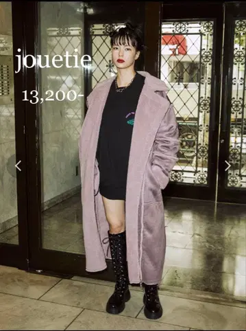 jouetie 에코 무스탕 라이더스 롱 코트 무스탕