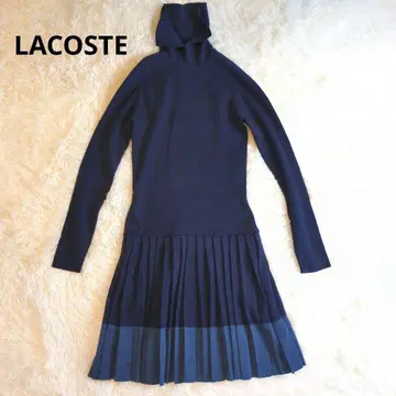 LACOSTE 네이비 니트 원피스 플리츠 스커트