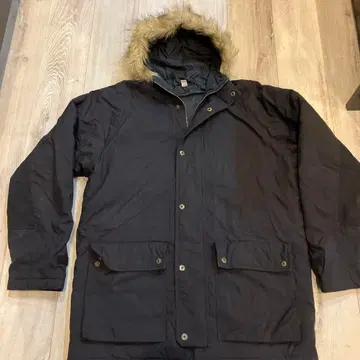 UNIQLO 후드 부착 다운 자켓 블랙 퍼 부착 올드 유니클로