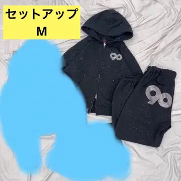 9090 girl Logo Glitter Zip Hoodie Pants