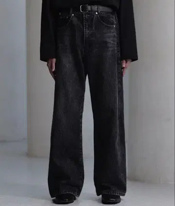 [ CLEL ] 리프 스트레이트 데님 팬츠 빈티지 블랙 S