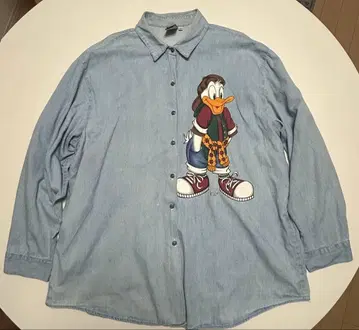90s USA 디즈니 도널드 덕 데님 셔츠