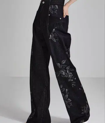 블랙 1 FETICO STUDIOUS 별주 ROSE DENIM PANTS