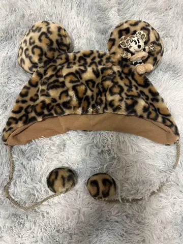 디즈니 팬캡 레오파드 무늬 미니 봉제 인형