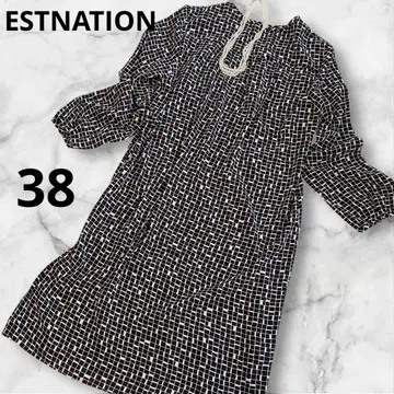 ESTNATION 에스트네이션 원피스 기하학 패턴 38 M 일본제 블랙