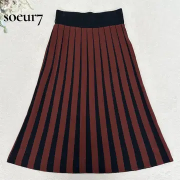 soeur7 스커트 일본제 울 니트 스커트 라메 허리밴딩 F